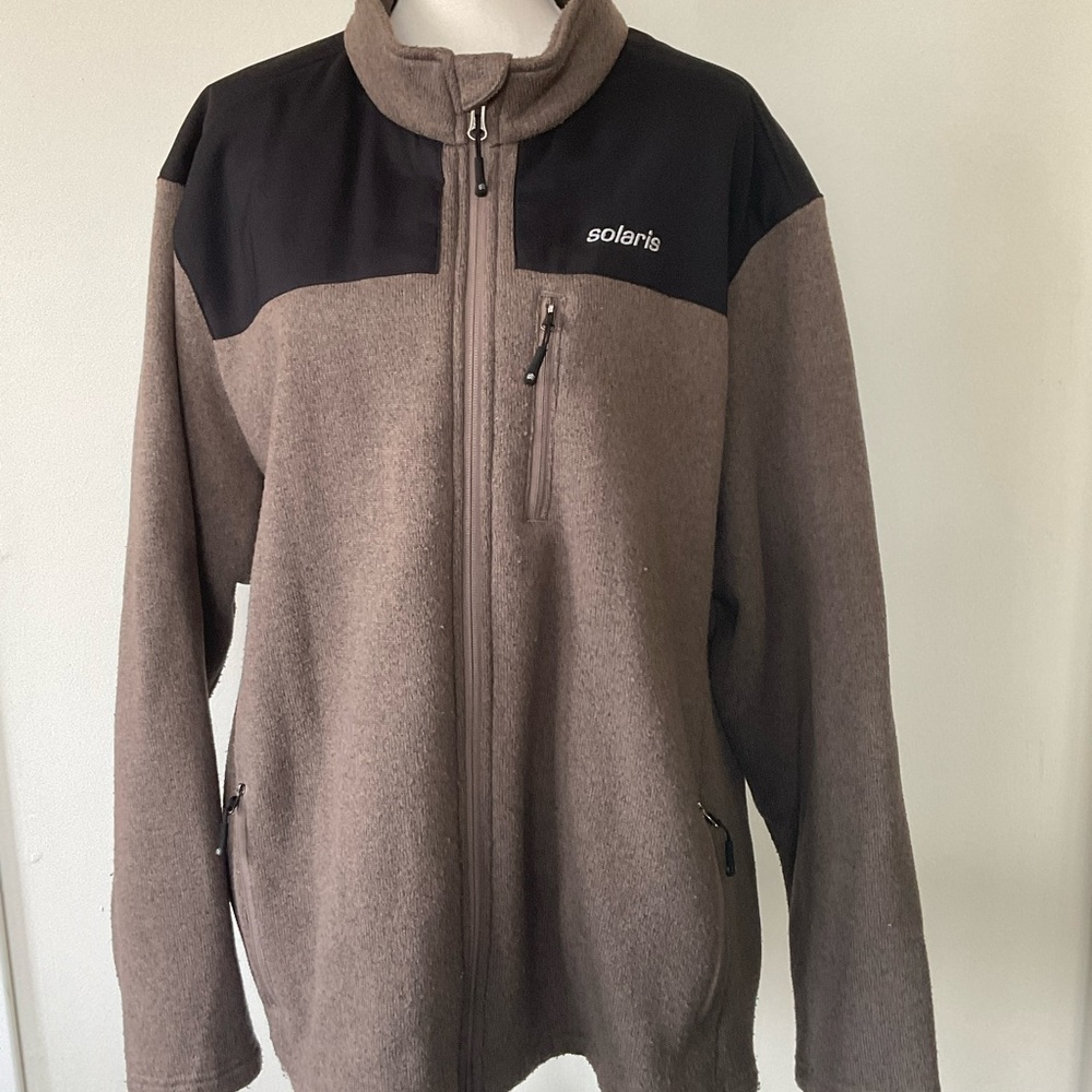 Men’s Solaris Fleece zippered Jacket XXL light brown and black